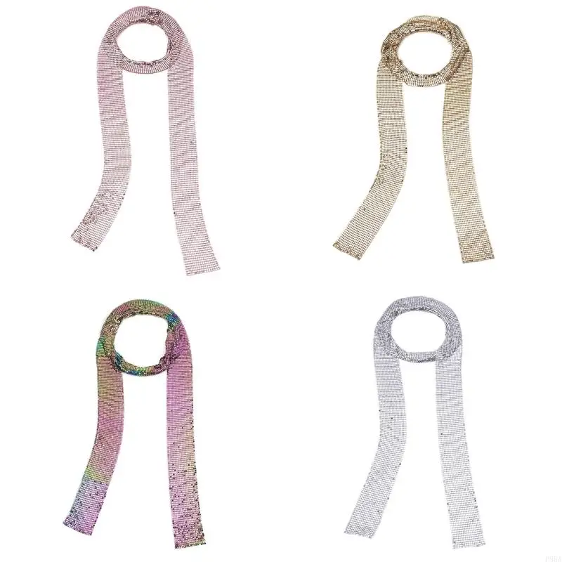 P88A -Paillon Choker Halskette Sequin Skinny Schal Sequine Sequin -Paillistrise Halskette Metallic Paillon Kragenkragenkragen