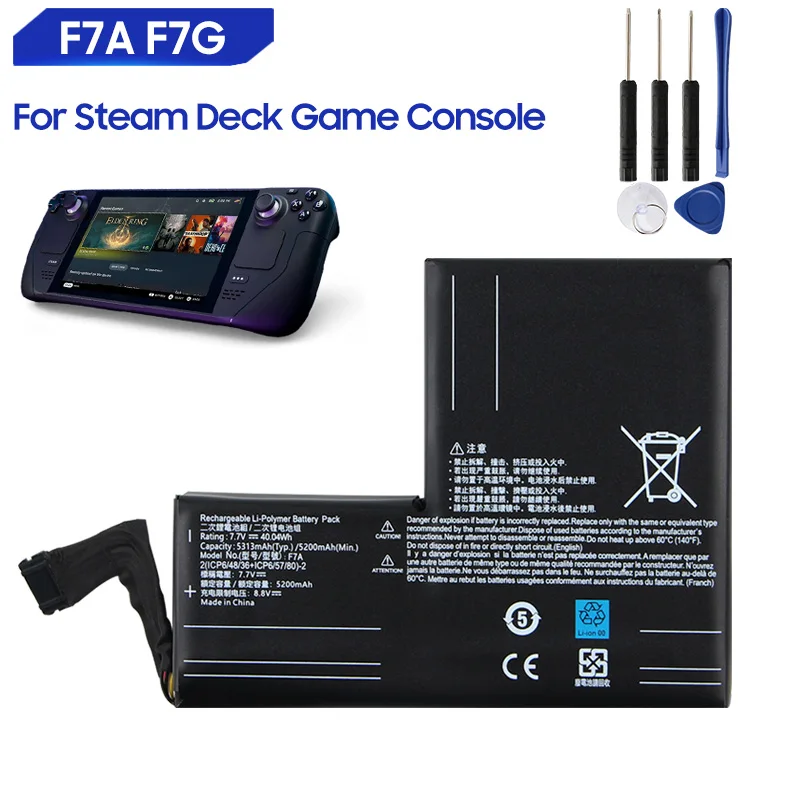 

5200mAh High Capacity Replacement Battery For Steam Deck Game Console F7A F7G lithium Battery 7.7V With Free Tools