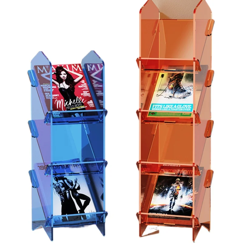 

*Acrylic book and magazine rack Floor-to-ceiling promotional shelf