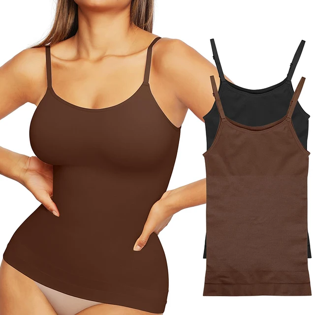 Wycięcie pod szyją Kompresja Cami Kontrola brzucha i talii Bielizna modelująca Camisole Letnie topy Czarny Nude Gładka kamizelka wyszczuplająca 3XL
