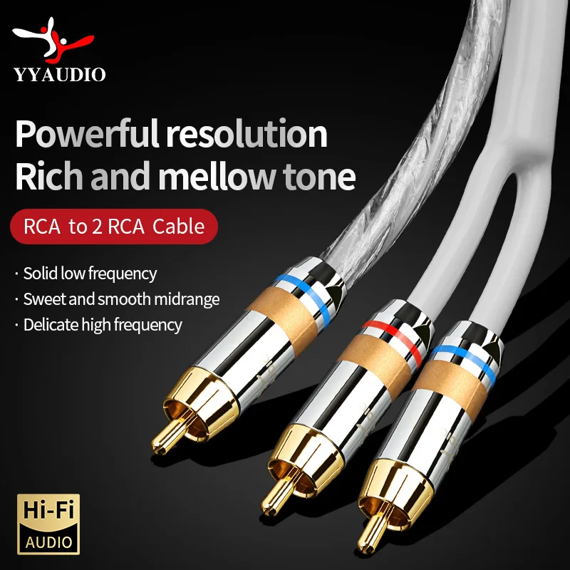 YYAUDIO HiFi RCA to 2RCA Cable Y Splitter 8N OFC one to two for Subwoofer Amplifier Mixer CD Player Turntable