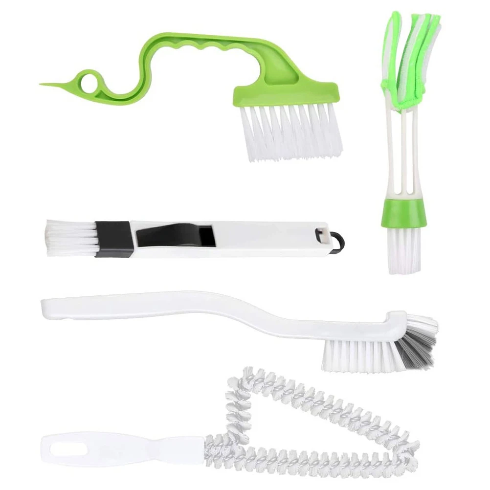 

5pcs Cleaning Brush Set Ergonomic Lightweight Durable Multiuse Home Kitchen Bathroom Groove Crack Detailing Plastic Tools