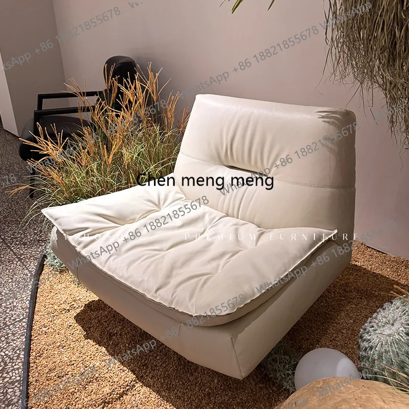 

White leather rotating chair modern minimalist single living room study negotiation casual sofa chair