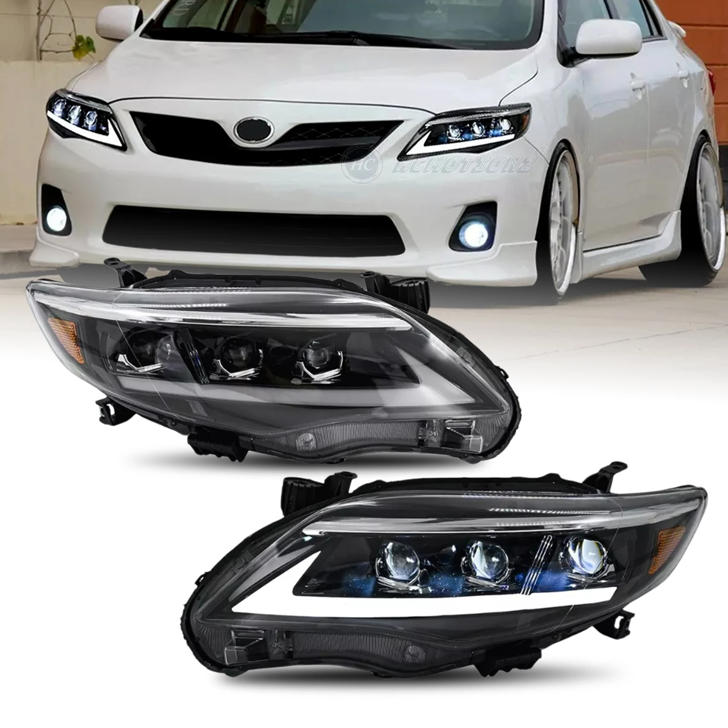 

Suitable for HCMOTIONZ LED Headlights for Toyota for Corolla 2011-2013 6000 Color Front Lamps Assembly DRL Start-Up Animation Se