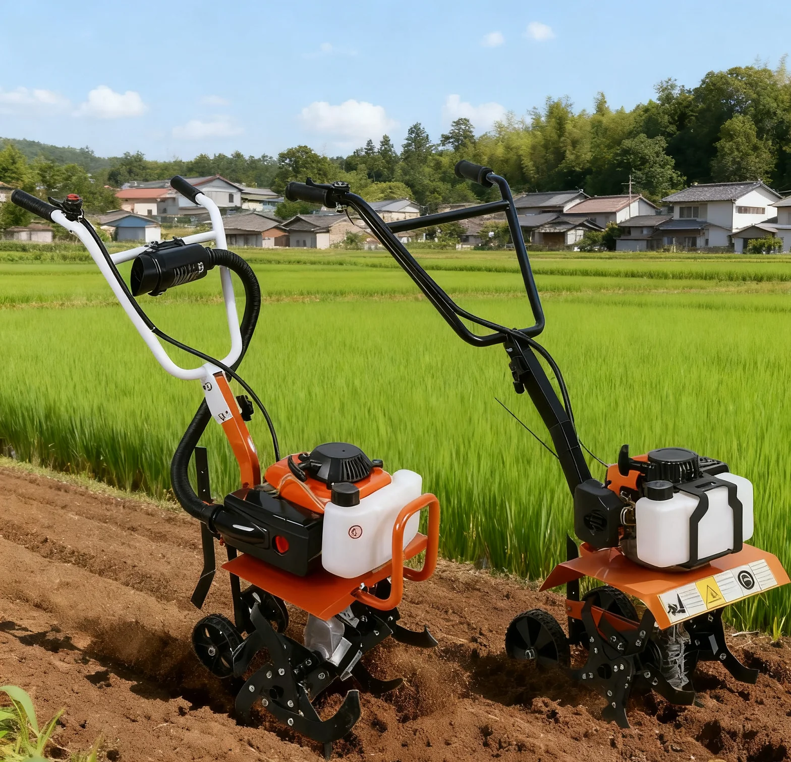 Mini Tiller Cultivator Gas-Power Cultivator 2 Stroke Powerful Rotary Tiller for Land Plowing Farming & Multiple Agricultural