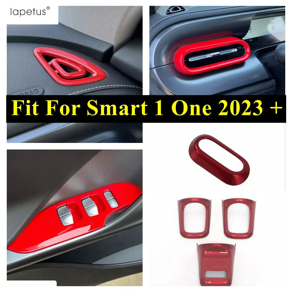 

Inner Glass Switch / AC Outlet Vent / Headlight Switch Cover Trim Fit For Smart 1 One 2023 2024 Red Auto Interior Accessories