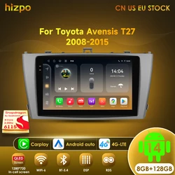 Hizpo AI Voice 2 Din Android Auto Car Multimedia For Toyota Avensis T27 2008-2015 Radio Carplay 4G GPS 2din Automotivo Autoradio
