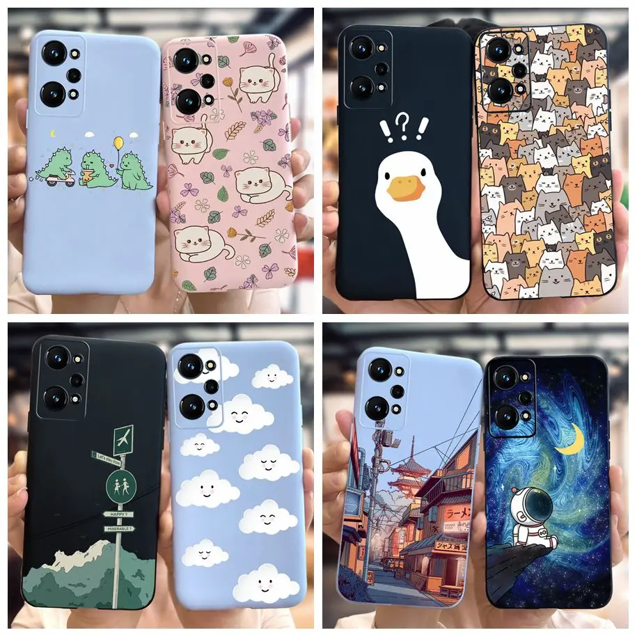 For Realme GT Neo 2 Case Lovely Duck Cat Dinosaur Liquid Silicone Soft Phone Cases For Realme GT Neo 3T Neo2 GT2 Protector Cover