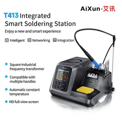 AIXUN T413 Stazione di saldatura intelligente integrata da 200 W Maniglia T245/T225 compatibile con tavolo di saldatura PCB con controllo vocale