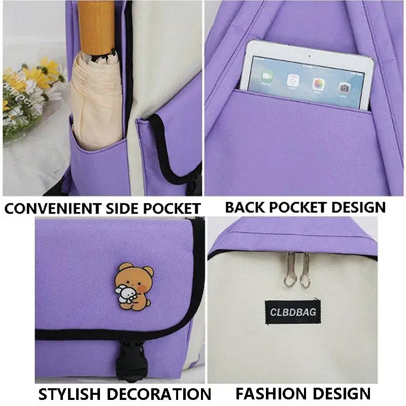 4Pcs/set Cute Cartoon Bt21 Schoolbag Handbag Coin Purse Pencil Case Student Kawaii Learning Stationery Girl Boy Birthday Gift