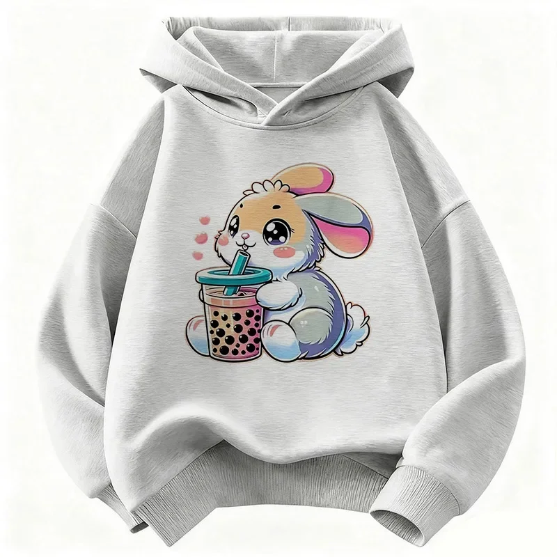 2026 Niedlicher Hasen-Grafik-Hoodie Kinder-Sweatshirt Kapuzenpullover für Jungen Mädchen Lässige Hoodies Kleidung