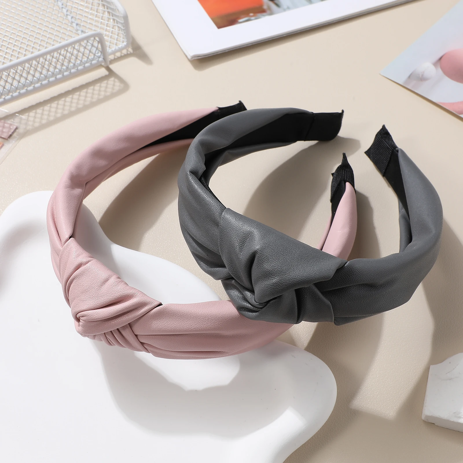 

2Pcs PU Chunky Headb s Women Girls NonSlip Soft TopKnot Boho HairAccessories WideB Stylish Fashion Comfortable Everyday