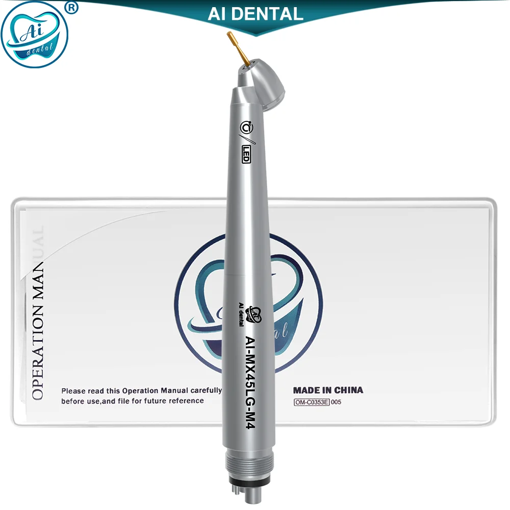 AI-MX45LG-M4 Standard Head 45 Degree Oral Hygiene Self-generator LED 4 Hole High Speed Handpiece Air Turbine Surgical Tools