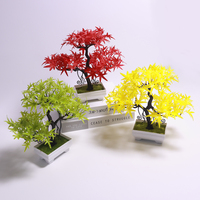 Artificial Plants Bonsai Plastic Fake Tree Red Leaves Home Garden Arrangement Ornaments Room Home Table Decorat
