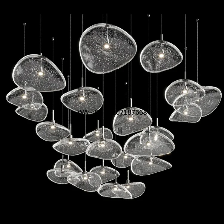 Custom Modern LED   for Hotels Banquet Halls Lounges Featuring Warm White Glass Feather for Interior Decor Room