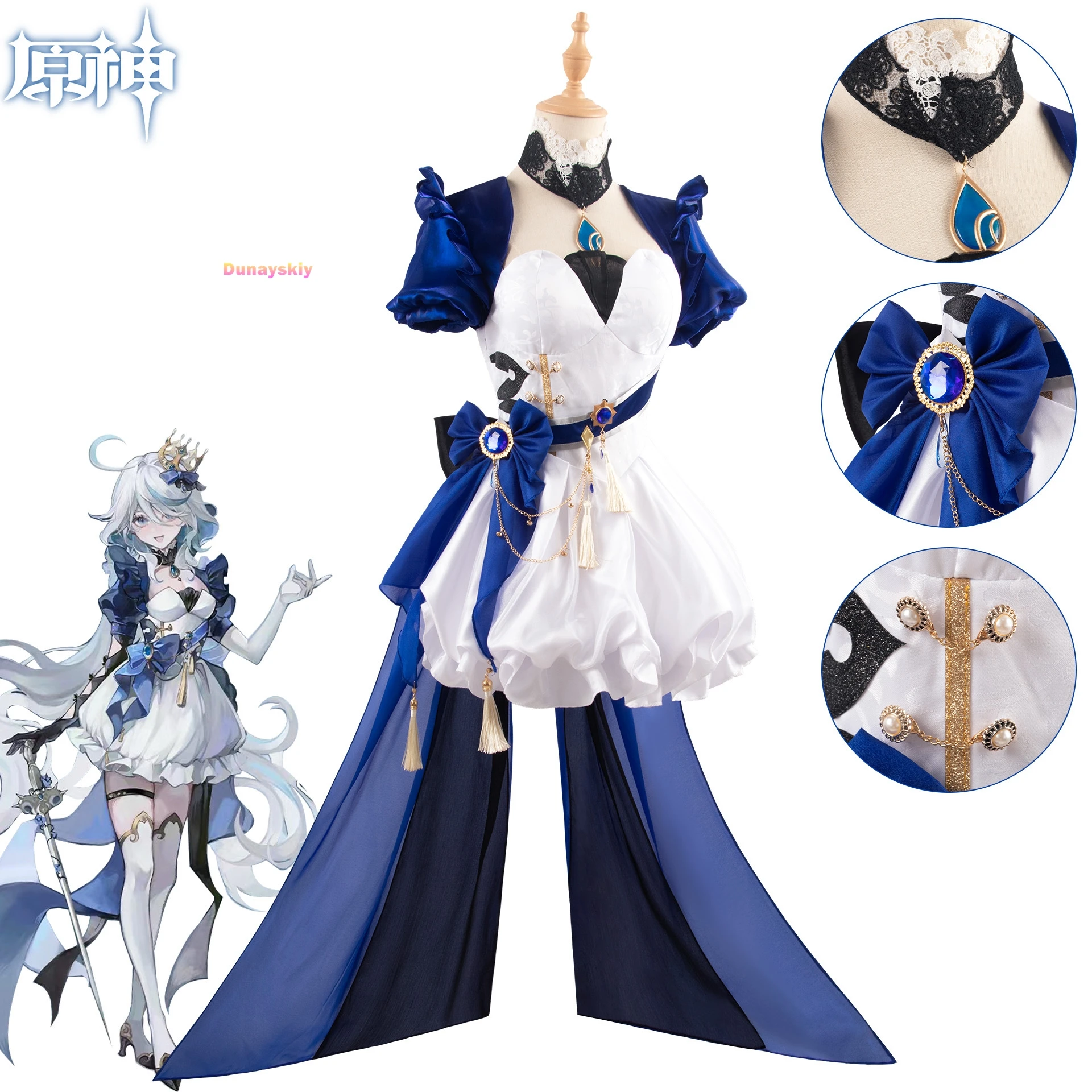 

Furina Focalors Doujin Cosplay Costume Game Genshin Impact Fontaine Furina Alice Cosplay Women Cute Doujin Dress