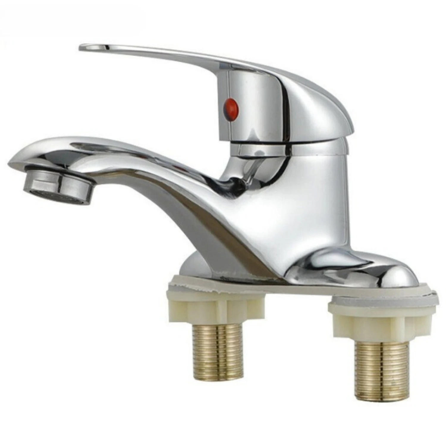 

Bathroom Sink Faucet Dual Hole Single Handle Hot and Cold Water Mixer Tap Universal Leakproof Bath Vanity Tap for Home Hotel