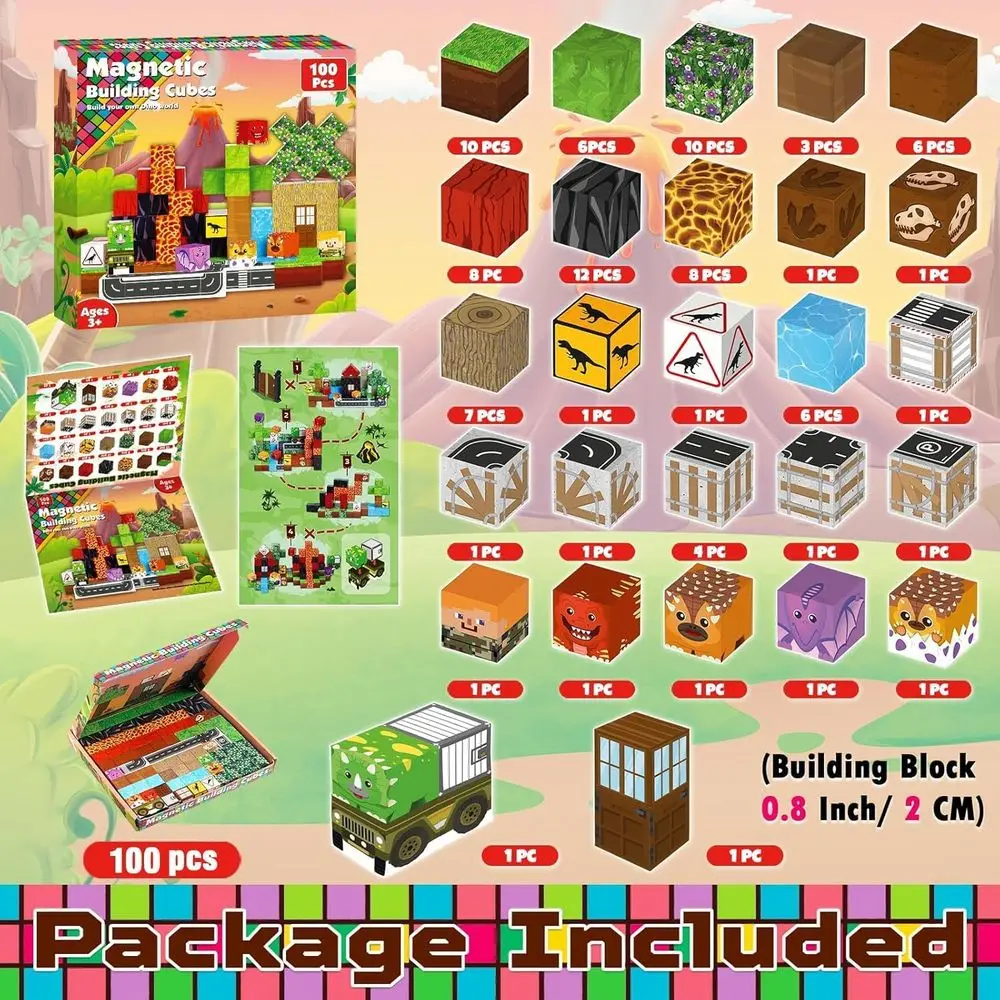 STEM Learning magnetische Bausteine – 100-teiliges Set für Kinder im Alter von 3–10 Jahren, ideales Geschenk für Jungen und Mädchen