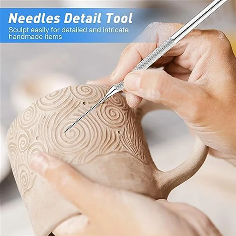 30 Pieces Clay Needle Tools and Pottery Feather Line Texture Tools,Ceramic Clay Sculpting Tool Kit,For Ceramic Sculpture