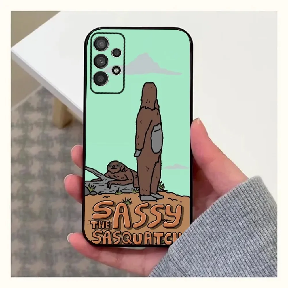 حافظة هاتف Sassy The S-Sasquatch لهاتف سامسونج جالاكسي A13، A21s، A22، A31، A32، A52، A53، A71، A80، A91 غطاء أسود ناعم #6