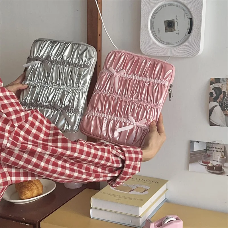 Capa fofa para laptop com laço, 13.3/14/15/15.6 polegadas, para macbook, xiaomi, lenovo, dell, notebook, capa macia, ipad10.5/10.9/11