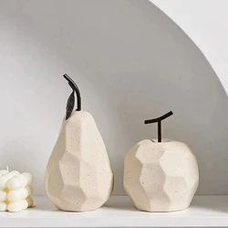 Nordic Sculpture Ceramic Apple Pear Figurines Home Decor Accessories Fruit Ornaments For Interior Office Desk