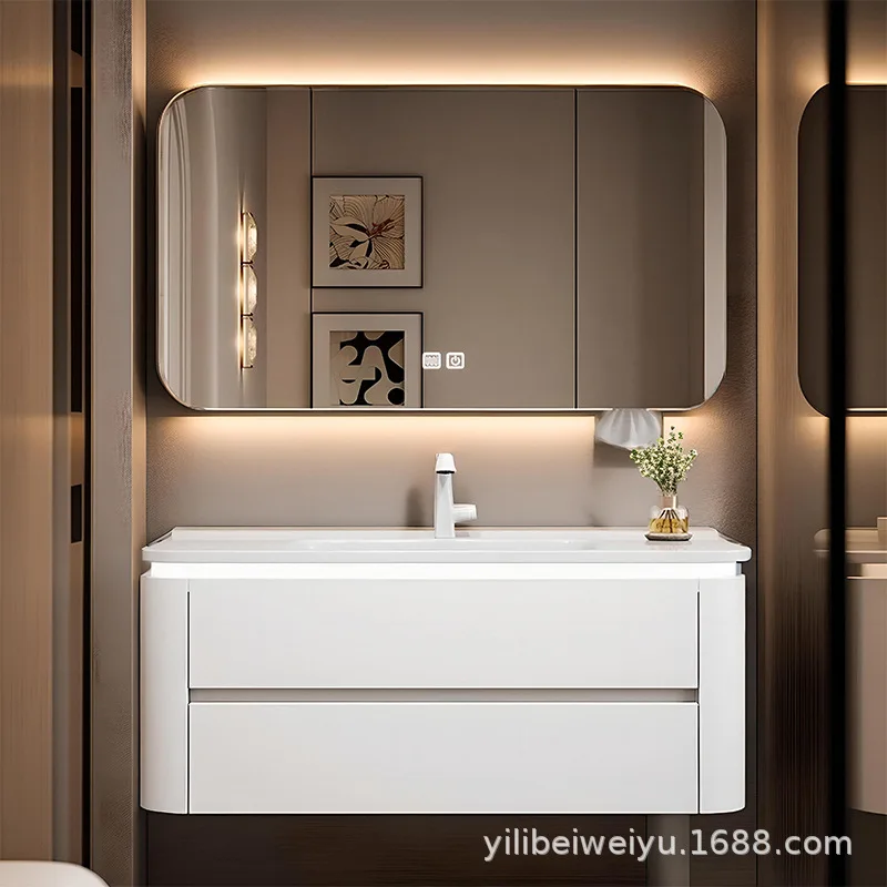 

New Chinese oak bathroom cabinet combination toilet washbasin cabinet combination washbasin smart mirror cabinet