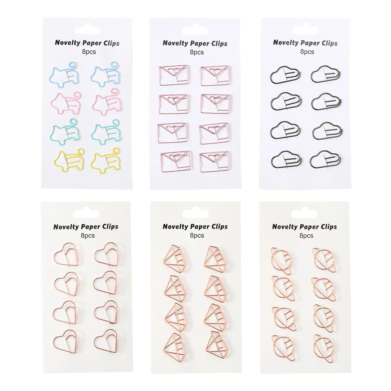 8Pcs Novelty Paper Clips Accessories Reusable Bookmark for Card Party Albums School File Note