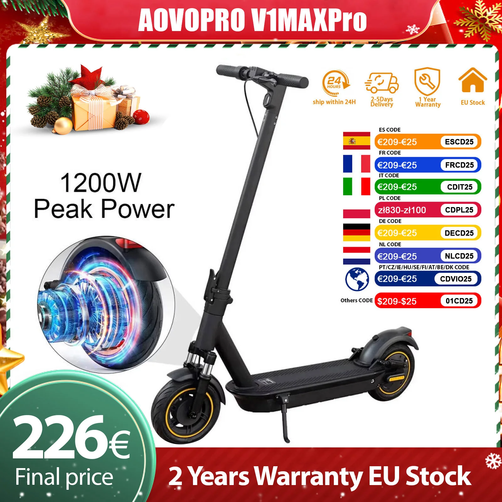 AOVOPRO V1MAX PRO 1200W Scooter électrique 45KM portée maximale 35 KM/H 500W puissance moteur 42V14.5AH Scooter électrique pliant pour adultes