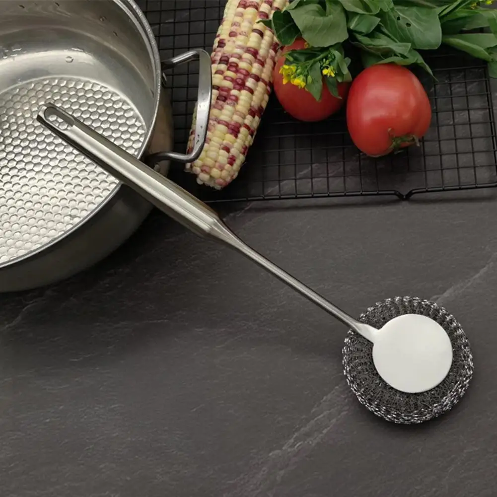 Stainless Steel Brush Stainless Steel Pot Brush with Ergonomic Handle Heavy Duty Kitchen Scrubbing Brush for Pans Grill