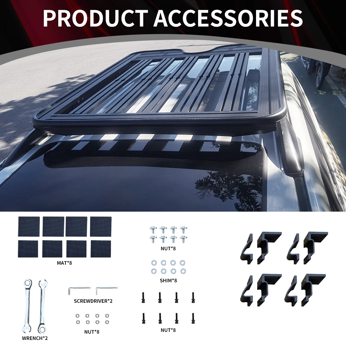

Factory Hot Selling Land Cruiser LC200 Special Roof Luggage Rack Platform Frame Side Ladder Small Book Bag Side Mech Camping