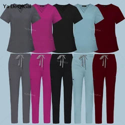 Workwear Nurse Uniform Tops+Straight Pants Medical Nursing Uniform Women Men Pet Shop Beauty Work Suit Doctor Surgery Scrubs Set