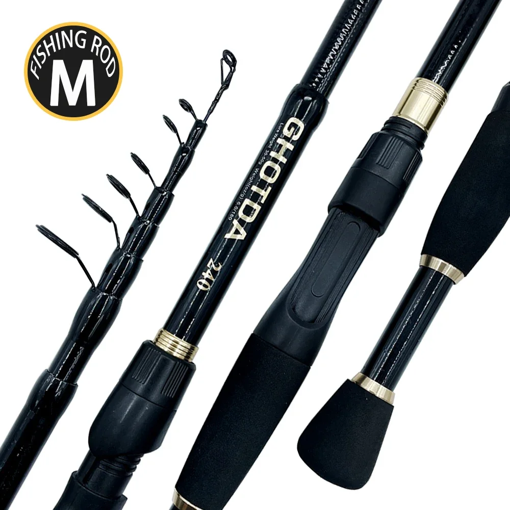 1.6M-2.4M Telescopic Fishing Rods Spinning Baitcasting Carbon Pole Ultralight Weight Fishing Accessories Lure Weight 10-30g