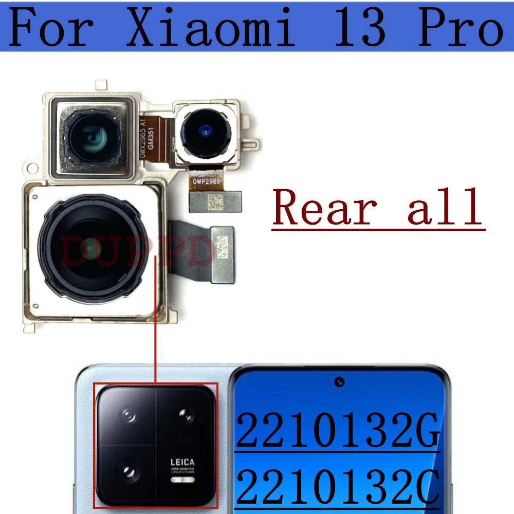 

Передняя задняя камера для Xiaomi Mi 13 Pro 13Pro 2210132G Фронтальная камера для селфи Широкая основная задняя камера Гибкий кабель Запасные части