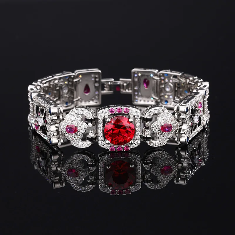 European and American Colorful Diamond Rhinestone Evening Gemstone Bracelet Irregular Colorful Zircon Bracelet Luxurious Series