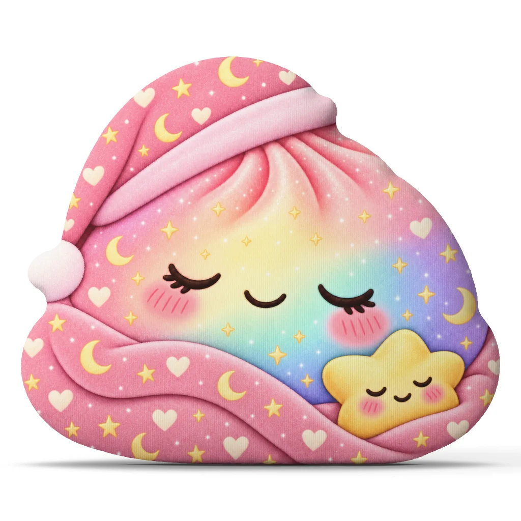 Kawaii Sleepy Moon Plush Pillow Cute Bedtime Cushion Irregular Stuffed Throw Pillow Pink Nursery Bedroom Home Decor Gift