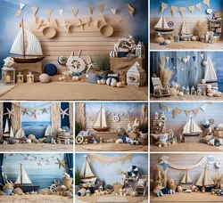 Mehofond Photography Background Nautical Beach Boat Baby Boy 1st Birthday Party Cake Smash Portrait Decor Backdrop Photo Studio