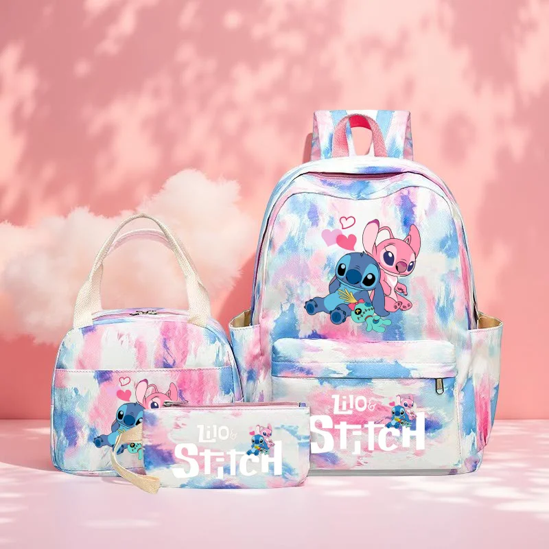 3個セット ステッチ 大容量 リュックサックセット 軽量 ジッパー開閉 コンパートメント ハンドバッグとペンケース付き 日常用