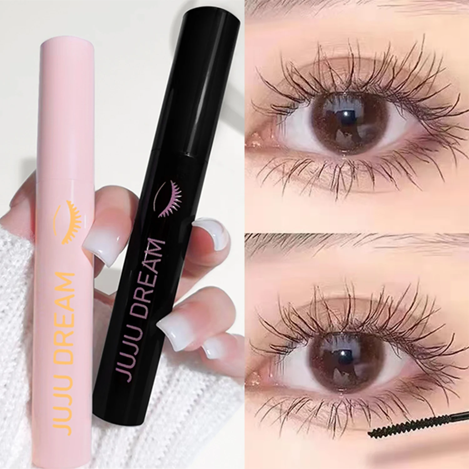Long and thick mascara, waterproof, non-smudged, curled, makeup holding eyelash base