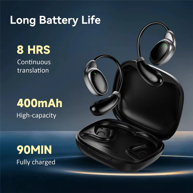 B03B-Language Translator Earbuds Earphones 150 Languages Instant High Accuracy Portable Black