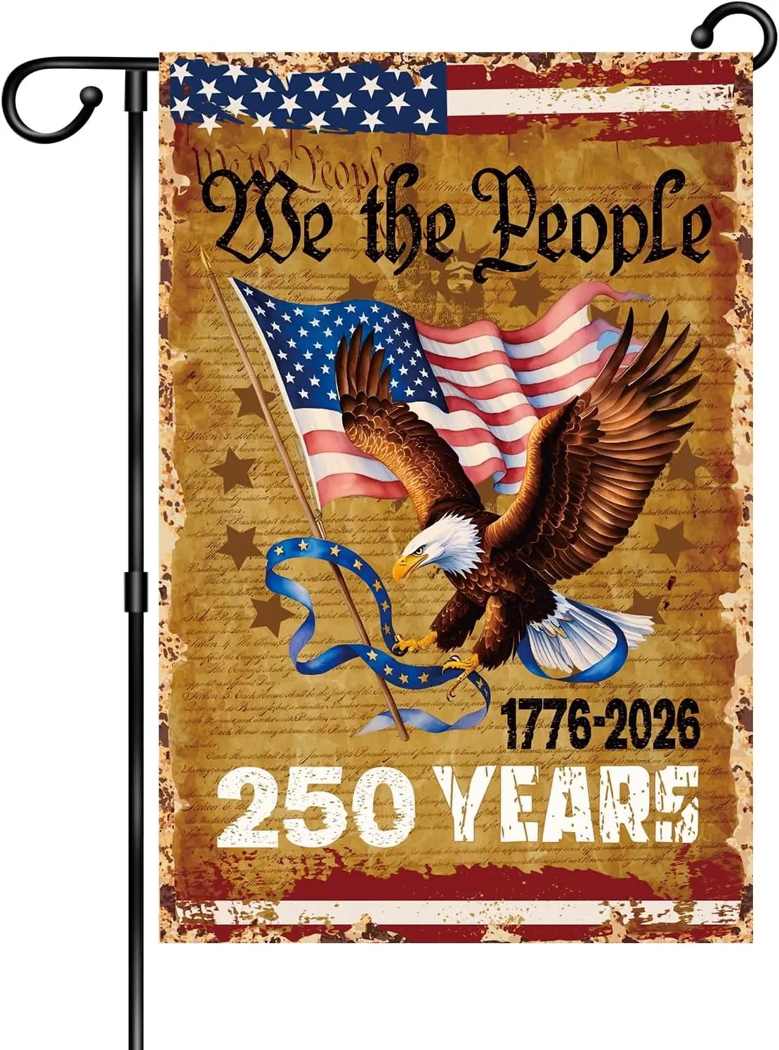 We The People 250 Years Garden Flag,Vintage Patriotic USA 250 Anniversary Flag, 250 Years of Freedom,1776-2026 250th Birthda IIC