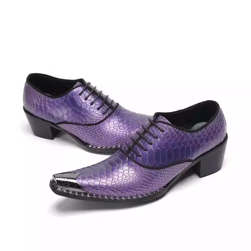 Elegant Snake Skin Shoes For Man Genuine Cow Leather Iron Pointed Toe Formal Nightclub Dress Oxford Men's Zapatos Hombre