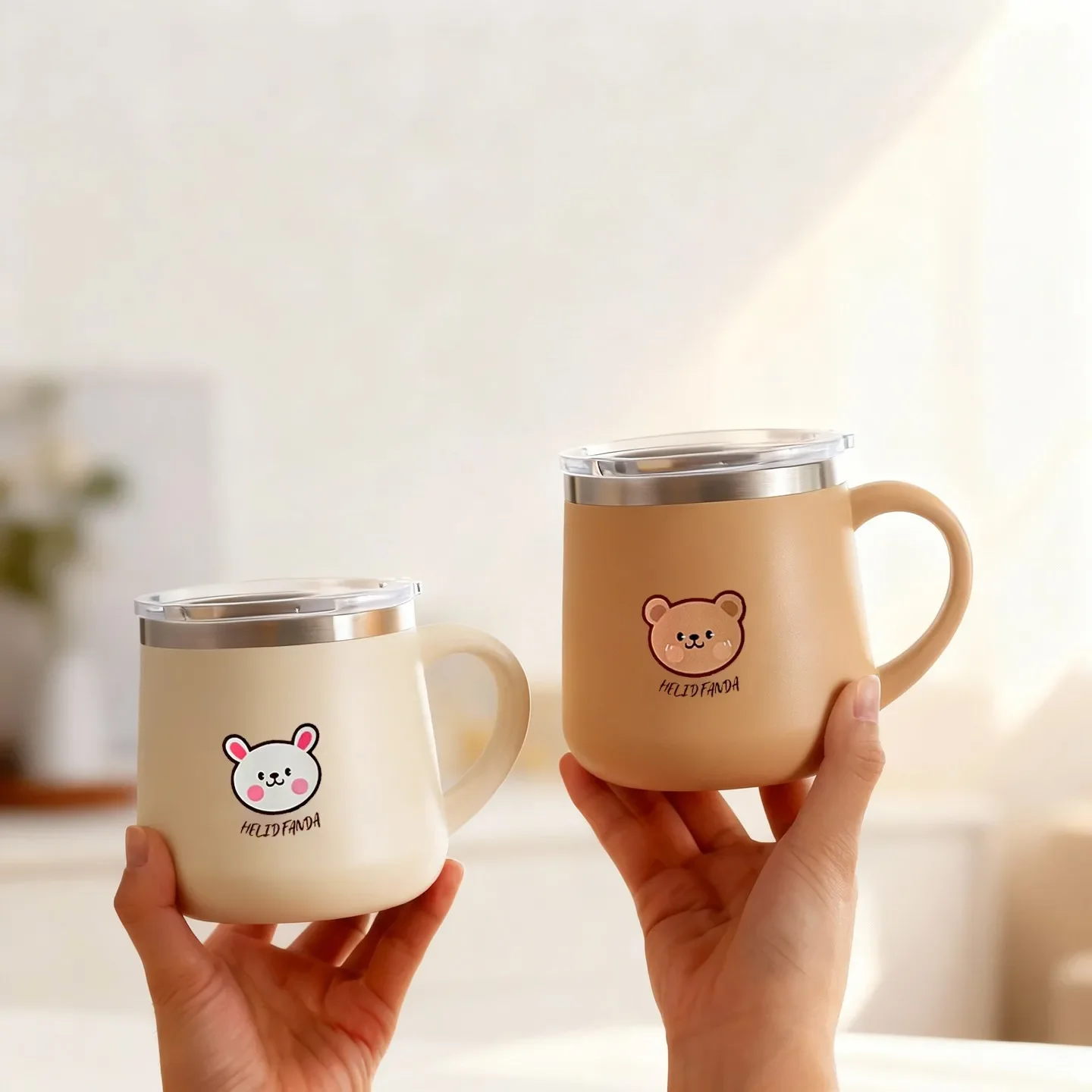 430ML Cartoon 316 Stainless Steel Coffee Cup Double Walled Insulated Thermos Mug Portable Drinking Cup Tumbler with Handle