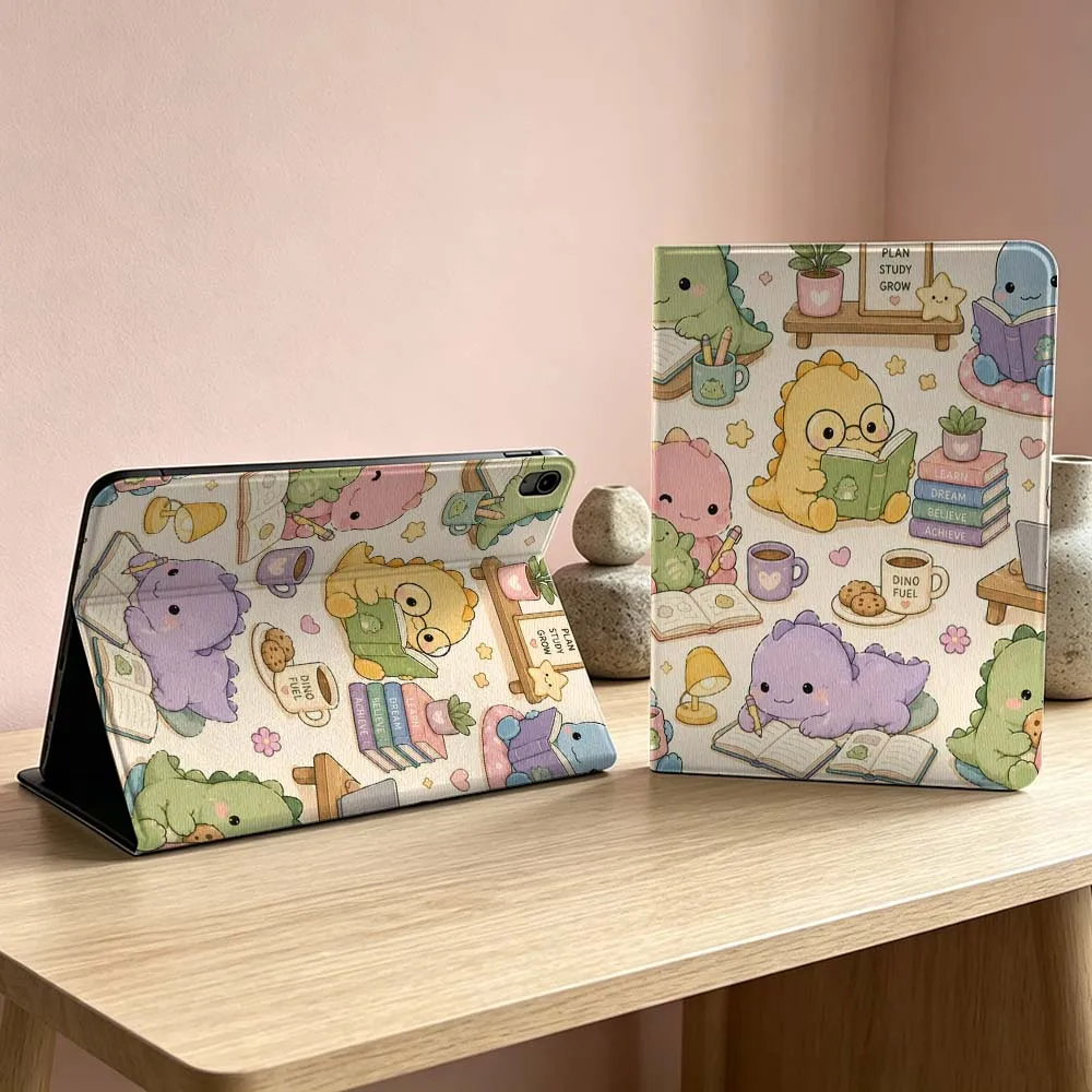 Cute Little Dinosaur Pattern Soft For iPad Pro Air mini 7 6 5 4 3 2 1 9gen M5 M4 11th 10th A17 Pro A16 Foldable Tablet Case