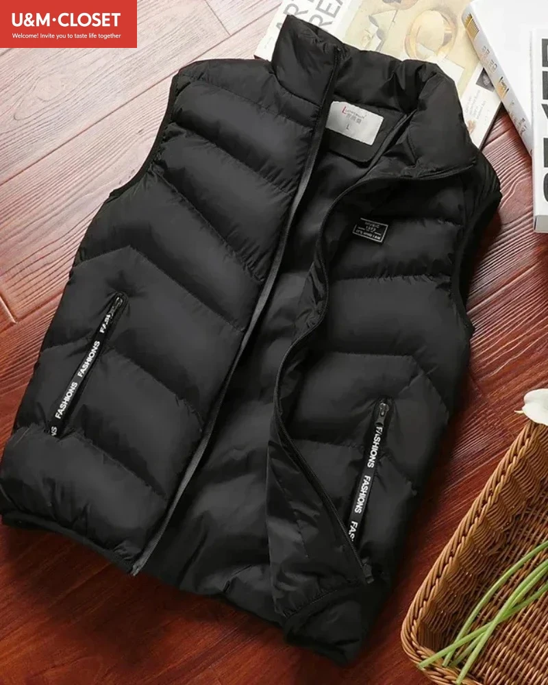 เสื้อพัฟเฟอร์แบบไม่มีแขน สีพื้น เสื้อแจ็คเก็ตขนเป็ด เสื้อกั๊กกันหนาว เสื้อกั๊ก เสื้อคลุมกันลม