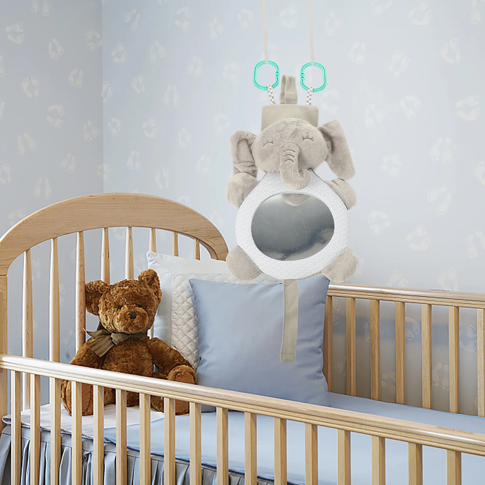 Baby-Lachspiegel in Tierform, verdortierender Spiegel für Kinder, Kleinkinder, Kleinkinder, Entwickler der Neugier, sicheres, unzerbrechliches Material, Grau