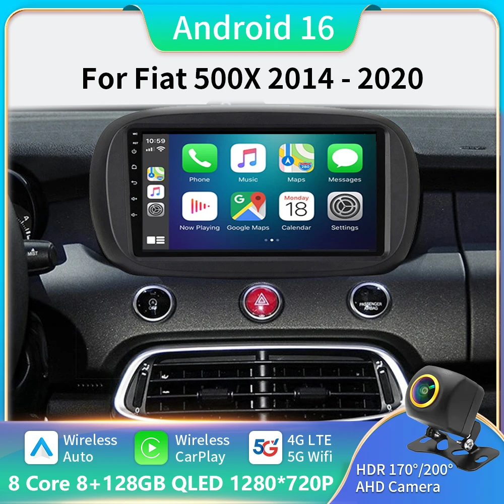 

Android 16 For Fiat 500X 2014-2020 2K QLED Stereo Car Radio Multimedia Video Player GPS AI Voice CarPlay Head Unit Navigation 5G