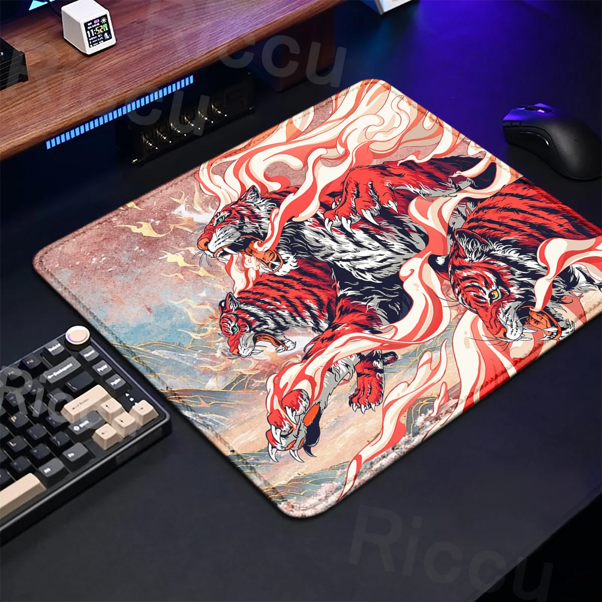 Anime Tiger XS Mouse Pad High Quality Small Desk Mats Natural Rubber Laptop Rug 40x45cm Lock Edge Mouse Mat Art Design Table Pad