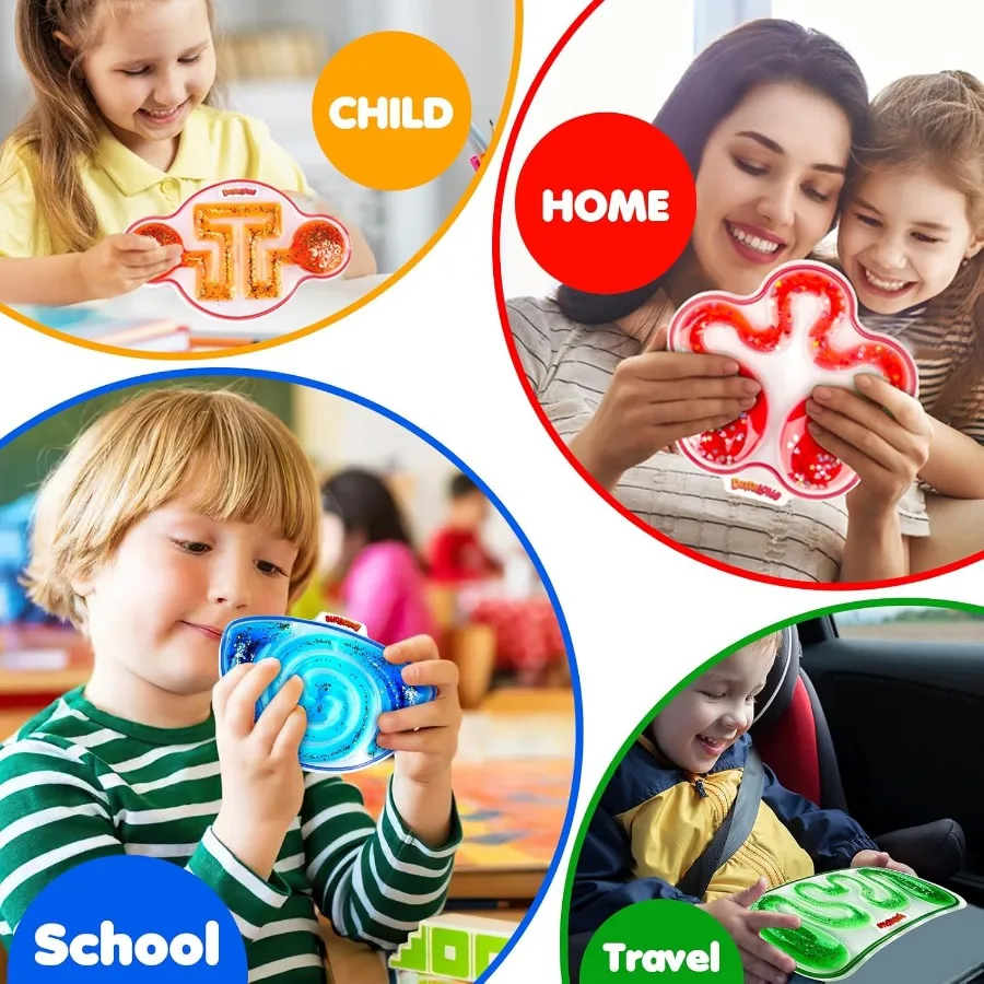 Squishy Sensory Toys for 4 Pack Fidget Toy Sensory Maze for Autism Stress Relief Toys for Calm Down Squeeze Fidget Toy Filled G