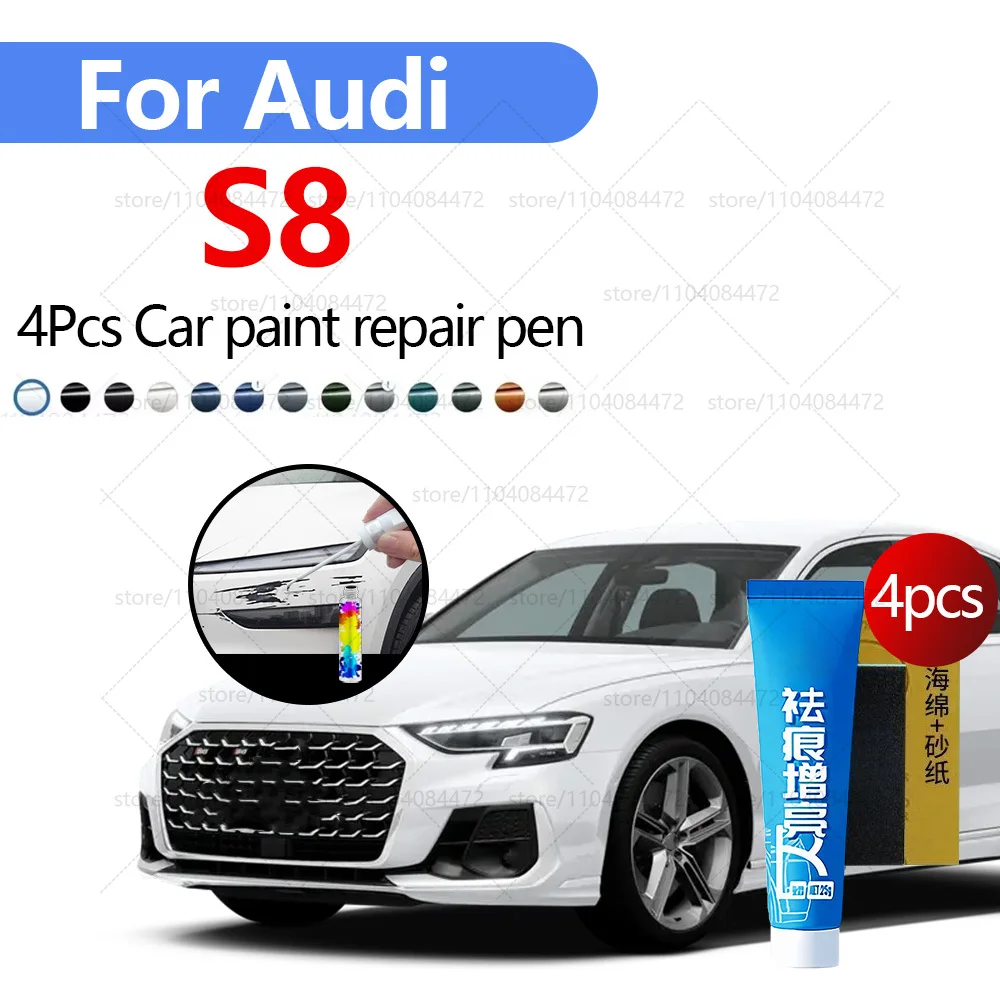 

Ручка для ремонта автомобильной краски для 1994-2023 AUDI S8, аксессуары для ремонта царапин, 4 шт., серый LZ7S, синий LX5B, белый, LS9R, черный, LY9U, синий